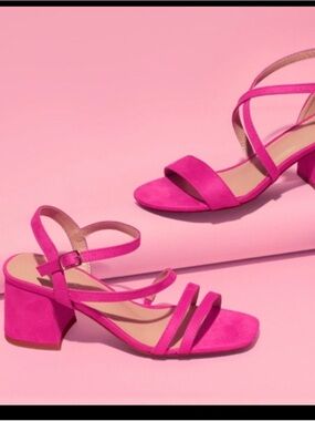 MY SOFT Strappy Low Chunky Block Heel Sandals".